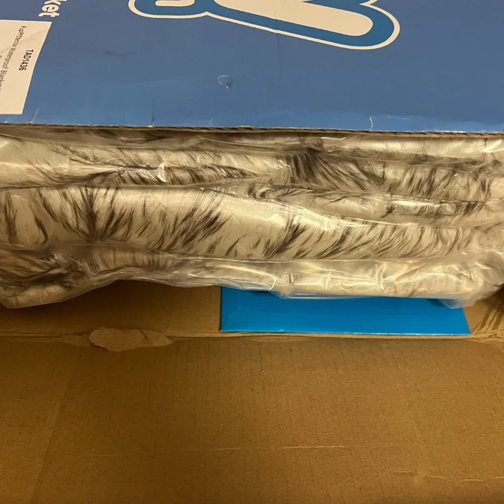 PupProtector Waterproof Throw Blanket - White with Brown Accents LARGE
